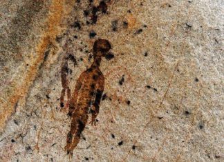 Cave painting depicting aliens