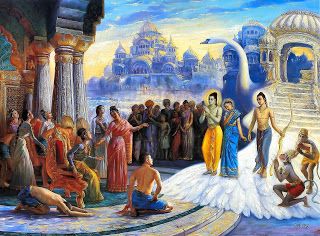 Lord Ram, Sita & Lakshman Reach Ayodhya on the Pushpak Viman