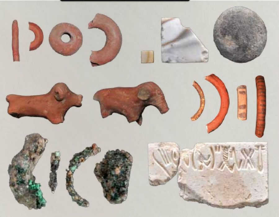 Terracotta toys, Broken bangle piece, copper objects and Harappan seal Dicovered at rakhigarhi