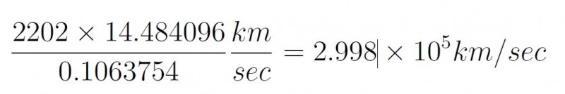 Speed of light Vedic calculation