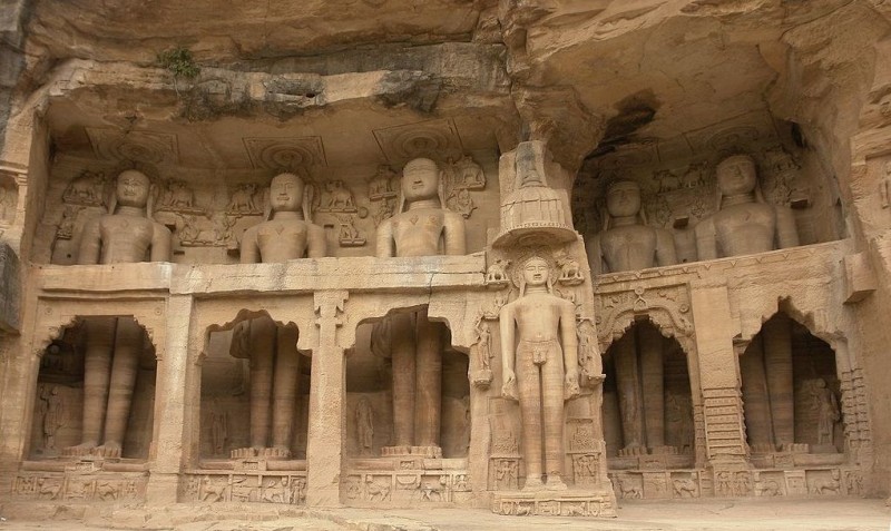 Rock cut Tirthankara statues