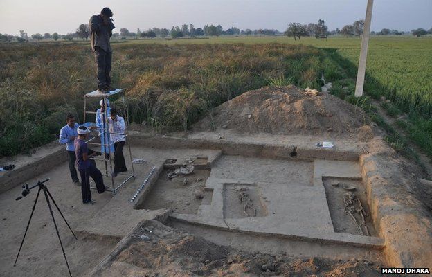 four Human Skeletons found in Rakhigarhi, Harappan site in Haryana