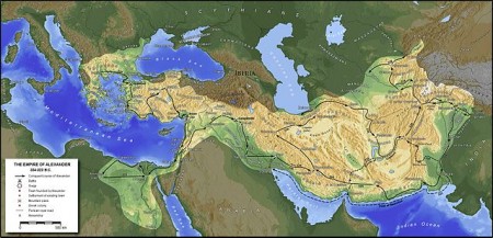 Map of Alexander's empire and his route