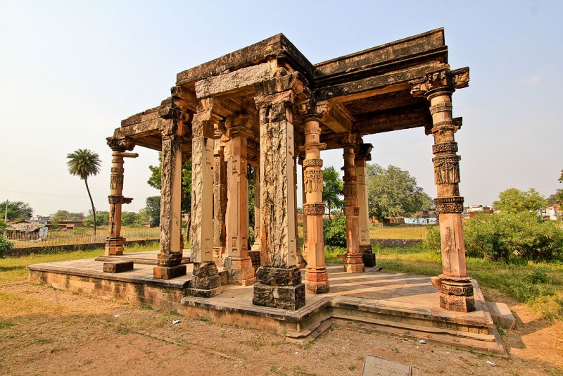 A ruin, pillars at Khajuraho
