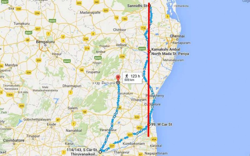 Geographic alignment of Hindu temples