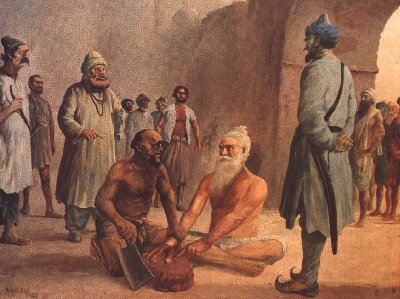 18th century Sikh scholar Bhai Mani Singh being executed by dismemberment