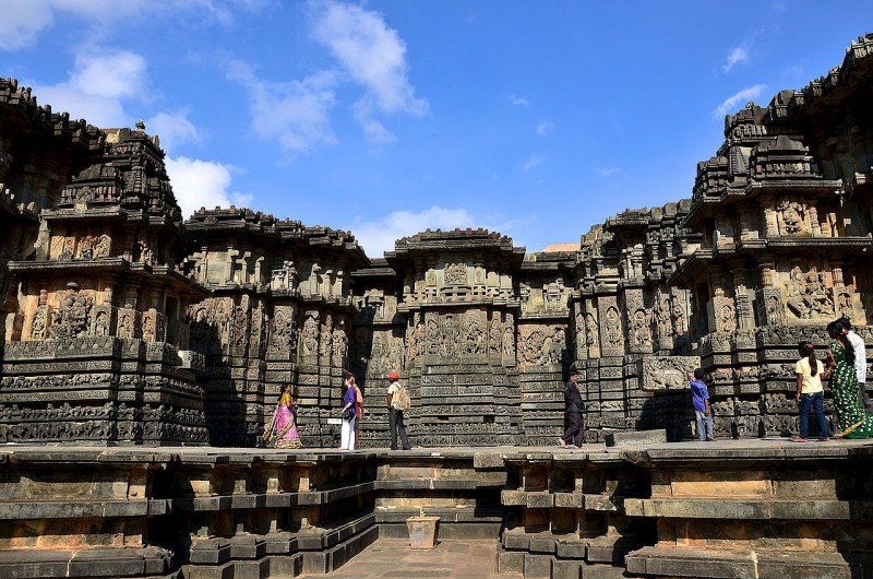 Profile of extensive relief sculpture at Hoysaleshwara temple in Halebidu