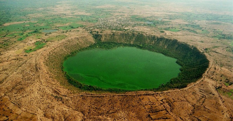 Lonar Lake is a saline soda lake located at Lonar in Buldhana district, Maharashtra, India