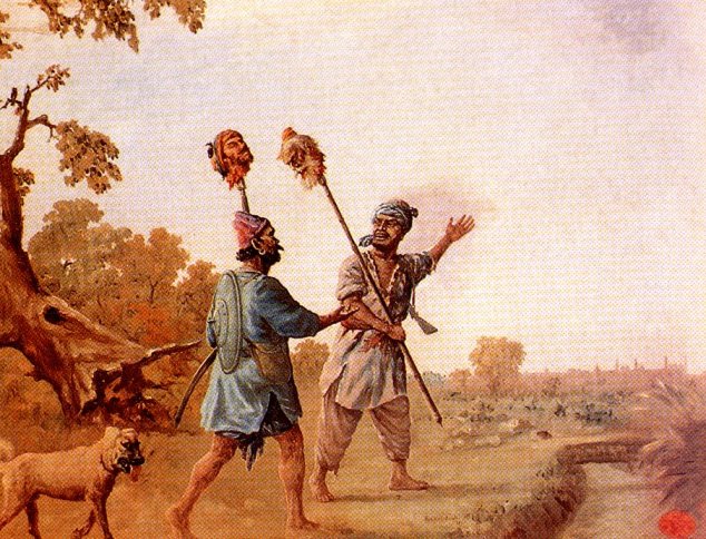 Mughals carrying the heads of Sikhs to market to collect their price