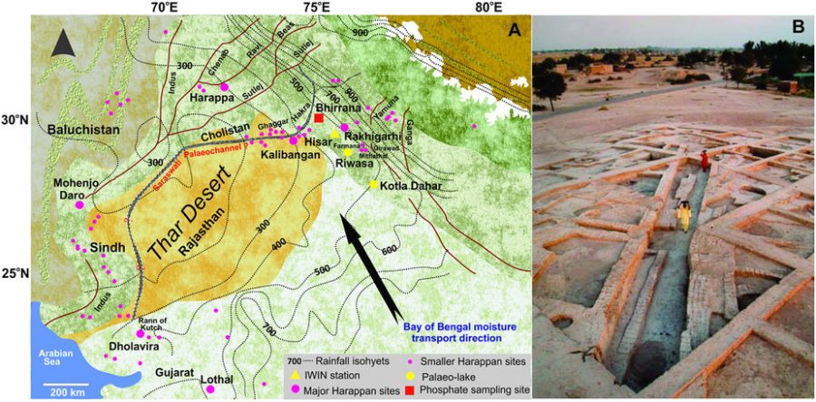 Map Showing Indus Valley Sites and Decline of Civilization