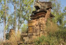 Ruins of ancient Hindu Temple at Manthani, Telangana, India