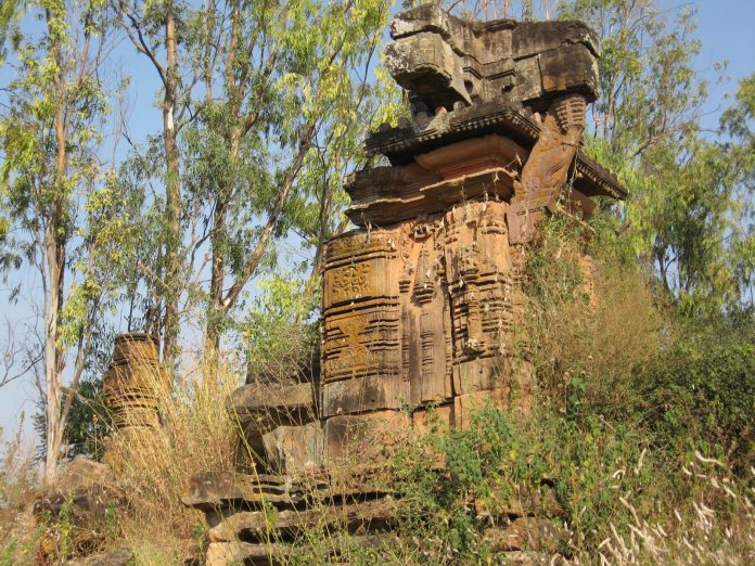 Ruins of ancient Hindu Temple at Manthani, Telangana, India