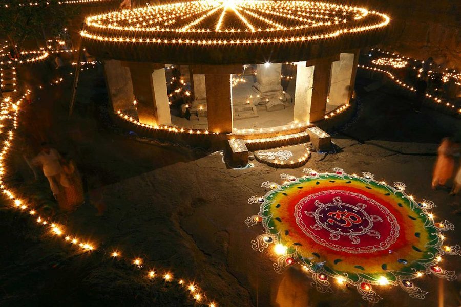 Diwali lighting at Pataleshwar Caves Temple Maharashtra