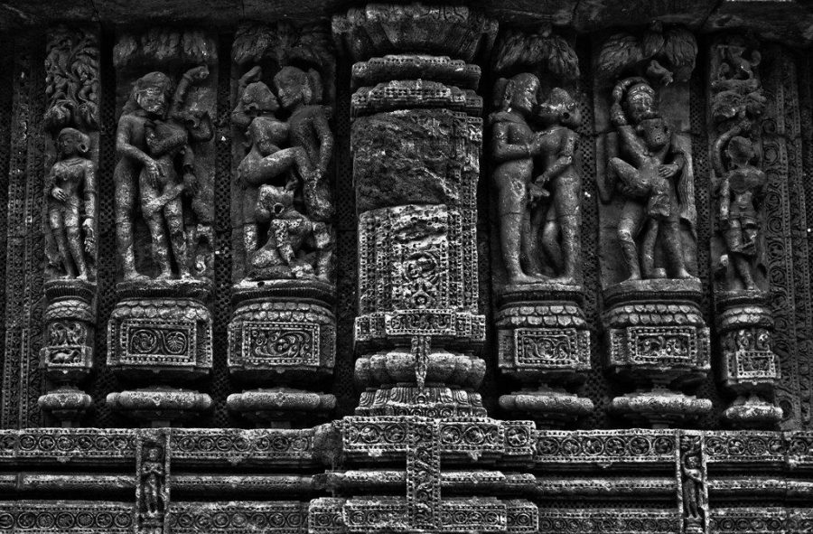 Erotic stone carving at the Konark Sun Temple