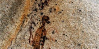 Cave painting depicting aliens