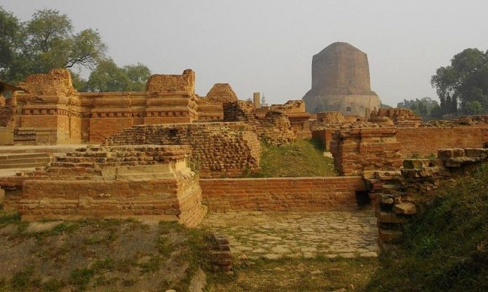 Dhamekh Stupa Monument Site, Sarnath Ancient Buddhist monasteries near Dhamekh Stupa Monument Site, Sarnath
