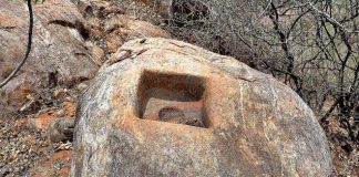 The Buddhist remains discovered from a hill top at Vaikunthapuram village in Amaravati region.