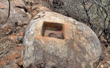 The Buddhist remains discovered from a hill top at Vaikunthapuram village in Amaravati region.