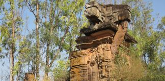 Ruins of ancient Hindu Temple at Manthani, Telangana, India